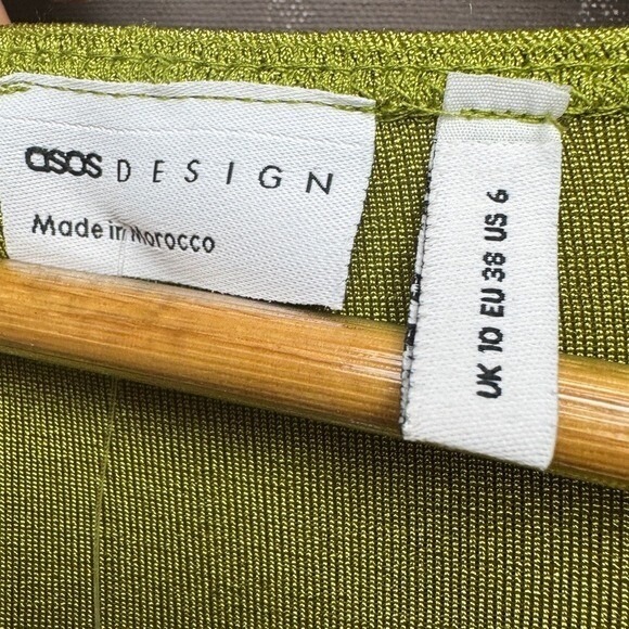 ASOS DESIGN slinky wrap over bodysuit in‎ olive NWT Sz 6 - Picture 2 of 4